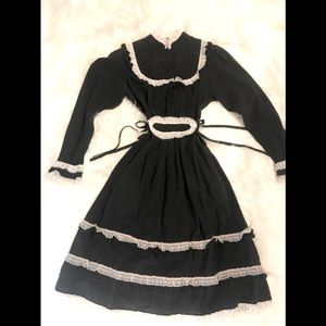 Black “Little House on the Prairie” dress sz 10/12